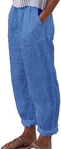 Постелни панталони за жени лабава се вклопуваат лето лето лесна цврста боја палацо панталони со висока половината со меки панталони за истегнување на ногата