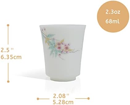 2,3 мл, сет од 4, кинеска чаша чај, со различни рачно нацртани модели на цвеќиња и птици во традиционален кинески стил.
