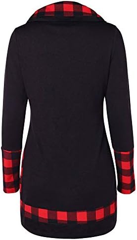 Копче за џемпери на џемпер на џемпери на Xiloccer, со преголеми џемпери со блуза, карирана кошула од маица, пулвер за тартан тартан пуловер