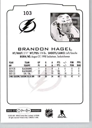 2022-23 O-PEE-CHEE #103 Брендон Хагел Тампа Беј Молња НХЛ Трговска картичка за хокеј