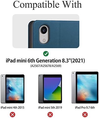 Kingblanc iPad Мини 6-Та Генерација 2021 Случај Со Држач За Моливи, Автоматско Спиење/Будење &засилувач; Стојат Функција, Јаболко Молив2 Безжично Полнење, Стп Кожа Фолио Паме?