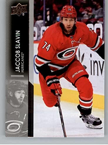 2021-22 Горна палуба 36 JACCOB SLAVIN CAROLINA Урагани Серија 1 NHL Hockey Base Carding картичка
