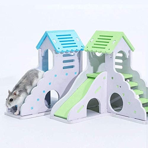 Играчки за куќи со хрчак, мали животински скривалишта, слајд DIY Gerbil Hut Вила гледајќи палуба скала кафез на живеалишта додатоци