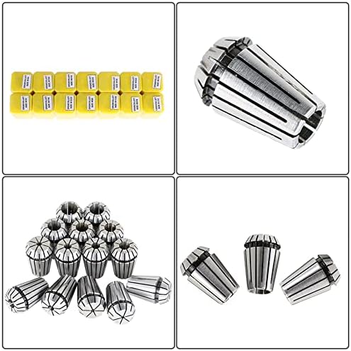 Kimllier 14PCS јаглероден челик ER20 SPRING COLLET Set 1/16 - 1/2 инчи погоден за алатка за мелење CNC и машина за гравура