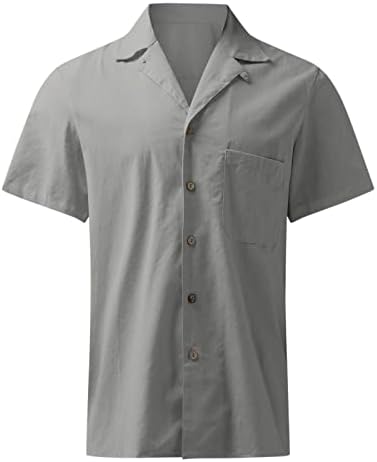 Здфер Хавајска кошула за мажи, летни обични лабави врвови со кратки ракави, памучни постелнина, кошули за одмори од одмор на