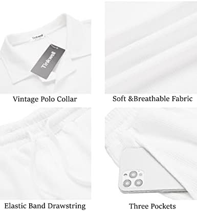 Машка кошула и шорцеви на Tinkwell постави летни 2 парчиња облеки модни обични кратки ракави Поло-тренерки поставени за мажи S-3XL