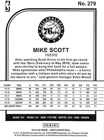 2019-20 Панини обрачи зима 279 Мајк Скот Филаделфија 76ерс НБА кошаркарска трговска картичка