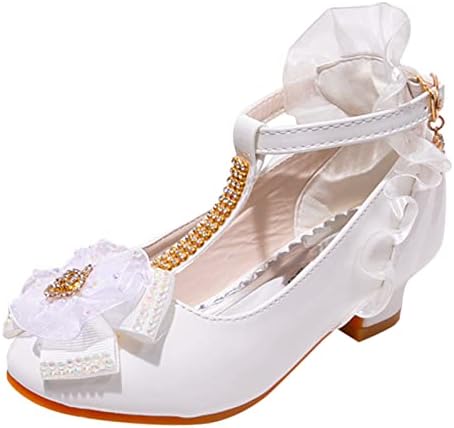 Деца чевли принцеза единечни чевли сценски модни чевли девојки шетаат шоу бели перформанси чевли рамни чевли