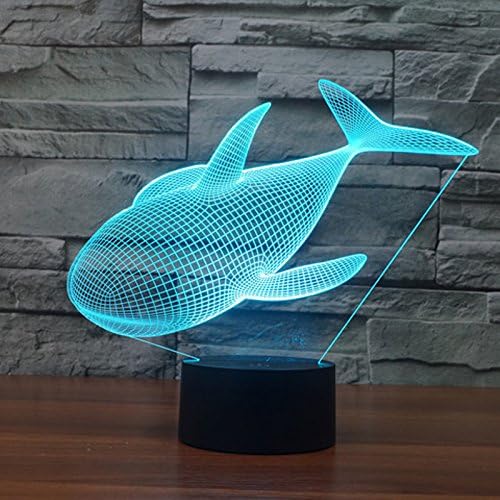 Прекрасна симпатична 3D кит ноќно светло USB Touch Switch Decor Decor Decor Table Table Table Optical Illuvision Lamps 7 светла за промена