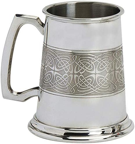 Јас Luv Ltd Pewter Tankard рачно изработено врежана вметната келтска лента украсна рачка