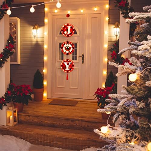 Jpfezry Декорации за Божиќна врата - Осветлен знак за радост за влезната врата Домашен прозорец wallид Божиќ празник затворен затворен
