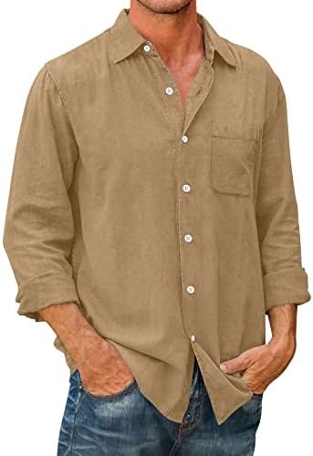 Копче за есенски кошули XXBR, надолу со долга ракав, свртена јака, обична кошула, деловна формална маица со предниот џеб, облечен