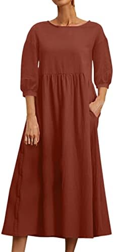 Есен фустан од миашуи летен пролет котон и обични популарни модни жени со долги ракави ситни фустани за жени кои се лекуваат