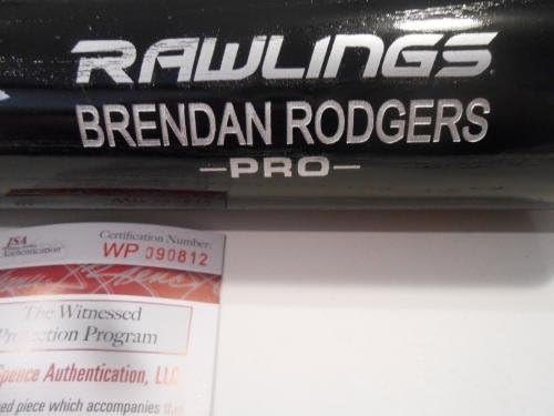 Брендан Роџерс потпиша црна Rawlings Pro Bat W/JSA Coa Колорадо Роки - Автограмирани лилјаци во МЛБ