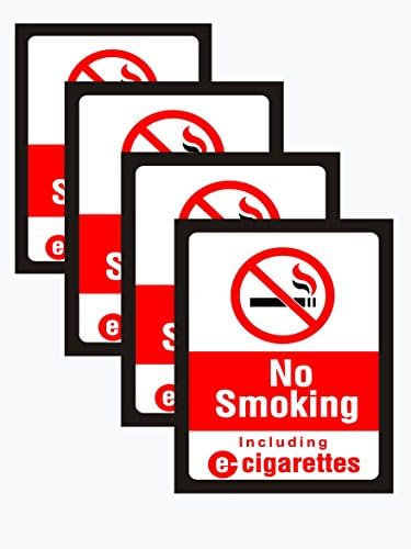 Без знак за пушење - 4 броење - светло црвен - јасен и видлив текст - изработен од ПВЦ - лесен, но тежок - за канцеларија, бизнис, јавни места