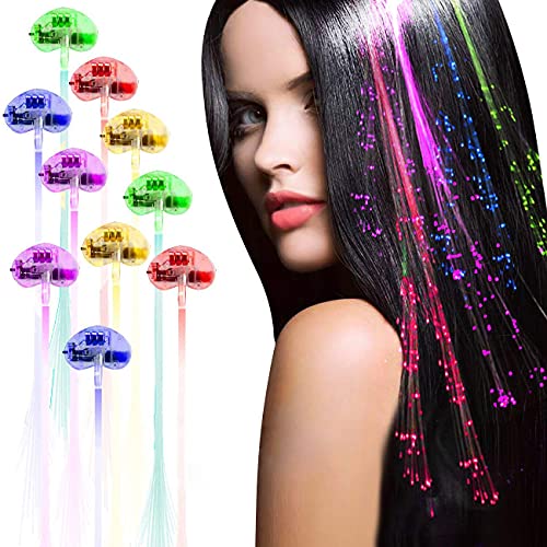 Acooe 12 Пакет трепка led осветлување играчки Оптика предводена коса светла, трепка led Светне Играчки, Барети За Забава, Бар Танцување Фиба, светне коса додатоци