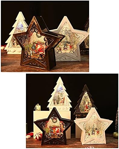 Божиќен снежен глобус фенер со вода што се врти сјај, музички и осветлена музичка кутија со USB и батерија за Божиќна декорација на домови и подарок