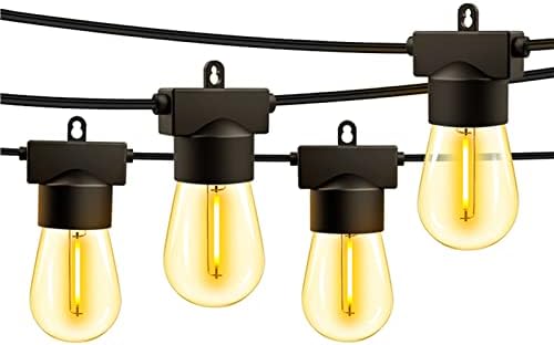 Ralbay 50ft LED LED на отворено жици светла со 15 Edison Vintage ShatterProofeign и комерцијално одделение водоотпорно влакно со