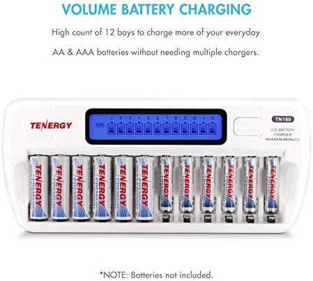 Тенергија 12 Пакет Премиум Prem Нимх Батерии за полнење Со Полнач, 1.2 VTER Батерии Идеални За Секојдневна Електроника И Уреди