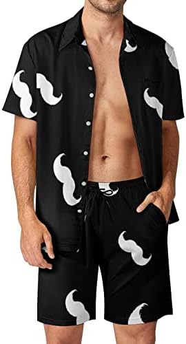Бајкутуан брада машка 2 парчиња хавајски кошула одговара на секојдневно лабаво копче надолу и шорцеви на плажа облека за одмор