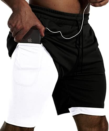 ЈВЈ Менс 2 во 1 Шорцеви За Трчање Брза Сува Теретана Атлетска Облека За Вежбање Со Странични Џебови