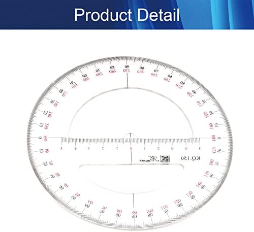 Хегебек 360 Степен Транспортир, 6 Инчен Дијаметар Пластика Математика Транспортери Круг Транспортери Математичка Алатка, За Мерење