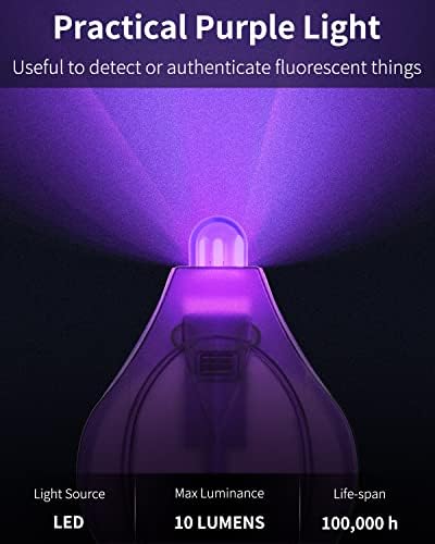 UnicLife 10 пакет Mini UV LED клуч на лапки 10 Lumen Portable Purple Light Detector Battery Battery Fluoescents Fluoescent Fluoescent