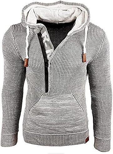 2022 Моден пуловер за машка качулка со џемпери со кисела облека, палто рамно плетено лабаво плус големина јакна за џемпери