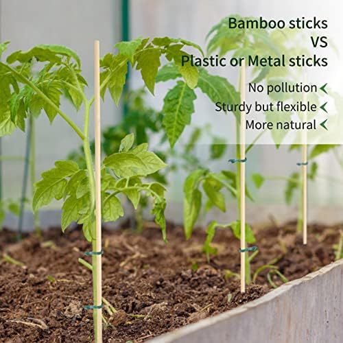 50 пакувања 15,8 инчи бамбус растителни влогови, поддршка за растителни стапчиња, поддршка за цветни растенија Дрвени, потпори за градинарство