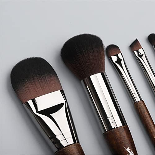 WIONC BRUSH-5PCS Преносни четки за шминка и железо за складирање на железо-синтетичка коса дрвена рачка (боја: а, големина