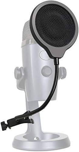 Filter Pop Filter yeto nano mic - 4 инчи 3 слоеви на ветробранско стакло со флексибилен клип од 360 ° Gooseneck за синиот микрофон на jeti