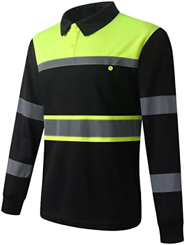 Безбедносни кошули за холисек за мажи, високи рефлексивни мажи Поло кошули со џеб, работна облека со краток ракав