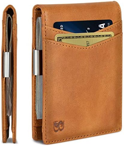 Серман Брендс паричник за парични клип - Машки паричници Тенок преден џеб РФИД Блокирање на картички за минималистички мини бифолд