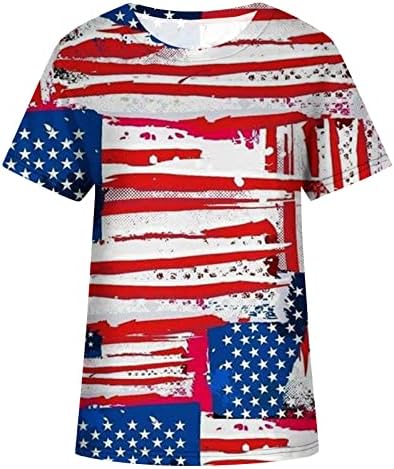 Блузи со кратки Ракави За Девојчиња Fall Лето Екипажот Знаме На САД Сончоглед Цвет Графички Блузи Маици Жени 2023 ЈВ