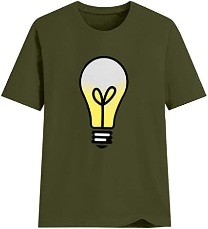Тенок основни маички за маички за жени сијалички графички маички со кратки ракави летни облеки случајни удобни меки блузи врвови