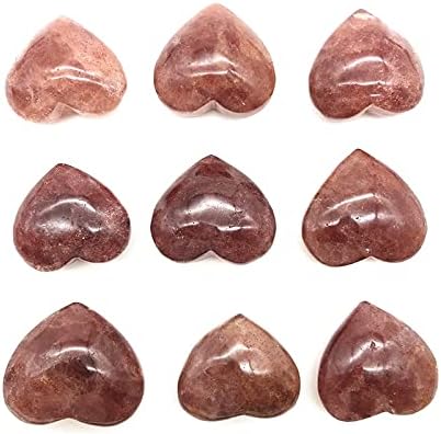 Laaalid xn216 1pc природна црвена јагода срце loveубов во форма на кварц кристал реики лековити камен DIY природни камења и