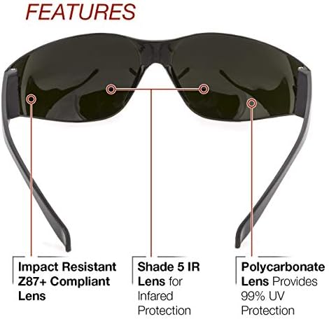 Безбедносни очила на Линколн Електрит Старлит | Сенка / Ир 5 | Анти гребење | K2967-1, црна