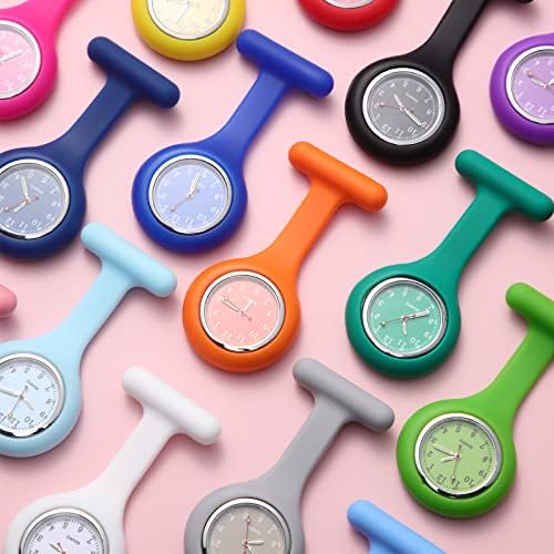 Outus 18 парчиња силиконска медицинска сестра Клип на медицинска брош за часовници на Stethoscope часовници преносни џебни часовници со втора рака за лекарска медицинска с