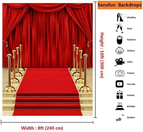 Сензфун Црвен Тепих Завеса Фотографија Позадина Холивуд Тема Партија Позадина Винил Црвено Злато Сцена Позадини За Кралската Матурска