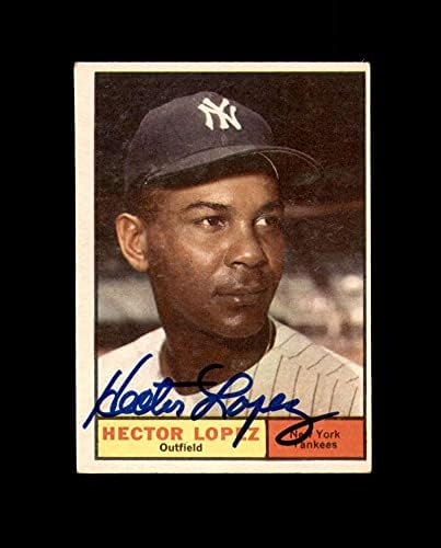 Hector Lopez Hand потпиша во 1961 година Topps New York Yankees Autograph