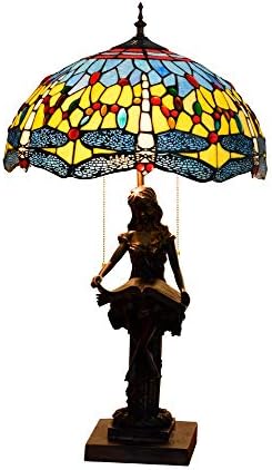 ZSBLXHHJD TIFFANY TABLE LAMP креативно сина змеј вита за стакло светло дневна соба трпезарија за кревети за кревети за кревети 40см тифани стил вина стаклена табела ламба