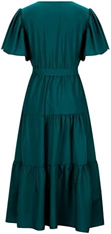 Клупски фустани за жени, женски летен обичен печатен краток ракав половината долга фустан бохо фустан