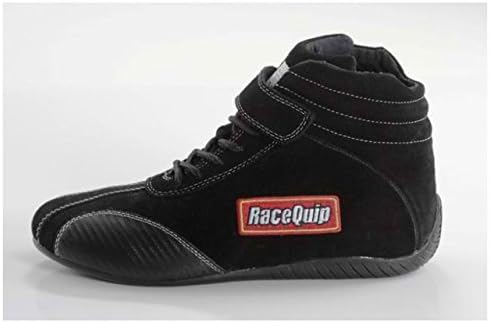 RaceQuip 30500095 Евра јаглерод-L серија со големина 9,5 црна SFI 3,3/5 чевли за трки