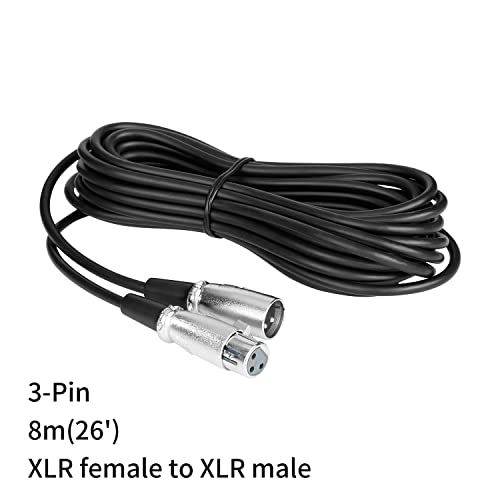 Boya 26ft Балансиран XLR машки до XLR Femaleенски микрофон кабел, премиум 3 пински XLR Patch Cirts Microfone Mic Custio Cables