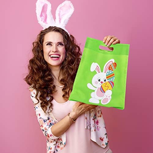 20 парчиња торби за велигденски зајаче Велигденски торбички торби Велигденски јајца лов торби неткаени торби за бонбони за материјали за велигденски забави, 10 стил