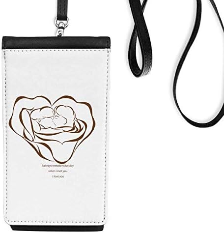 Rose Love Valentine Sketch Skething Fuying Painting Phone Pallet Pather чанта што виси мобилна торбичка со црн џеб