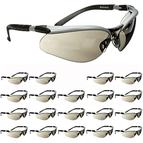 Безбедносни очила од 3M BX, 20 пар, ANSI Z87, сребрена/црна рамка, сива леќа против магла против матични леќи, прилагодливи храмови со должина