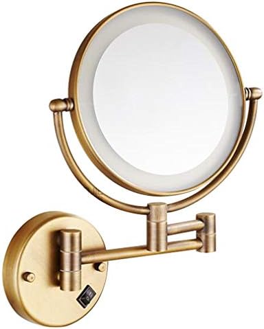 Шминка суета огледало со светла, двострана wallидна монтирана убавина огледало 3x зголемување огледало за бања за проширување на козметичко