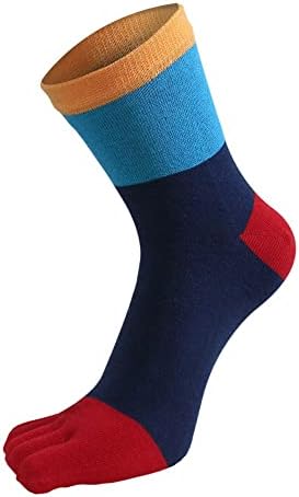 Lhllhl Мода компресија чорапи со пети чешлаа памук пет прсти чорапи Атлетик маж момче голема лента за мажи