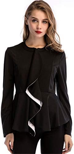 Andongnywell женски тенок фит долги ракави Обичен блејзер јакна од кардиган костум јакна од куќички за надворешна облека